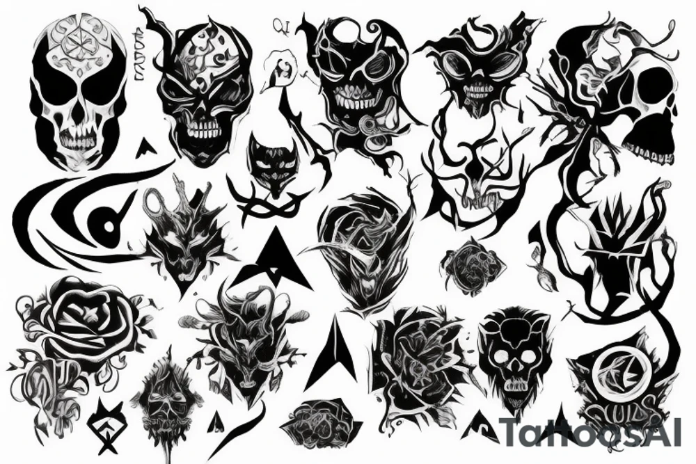 Dark, magic, demons, death tattoo idea