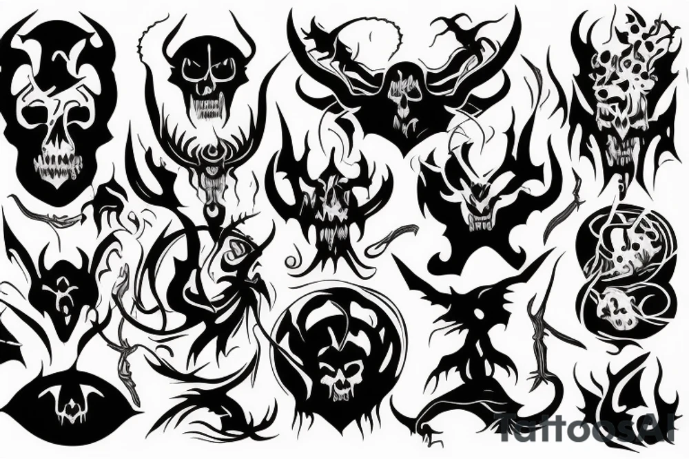 Dark, magic, demons, death tattoo idea