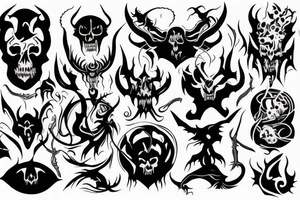 Dark, magic, demons, death tattoo idea