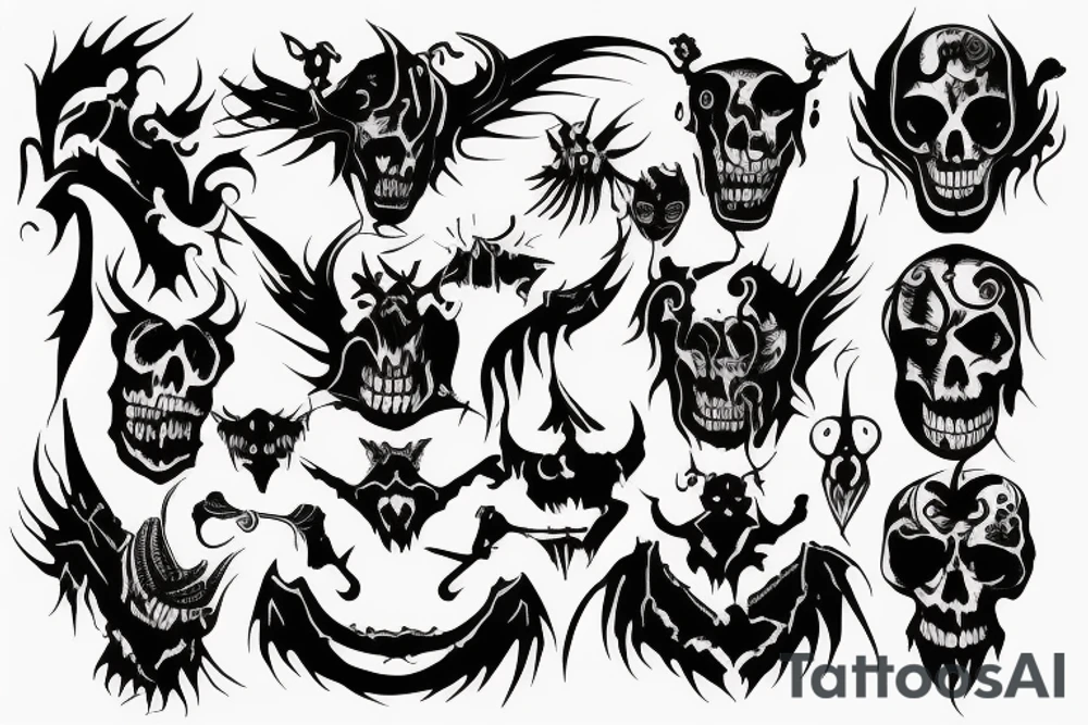 Dark, magic, demons, death tattoo idea