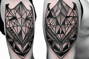 Bear symbol inside of a triangle. Smaller symmetrical triangle pattern around, wraps around arm tattoo idea