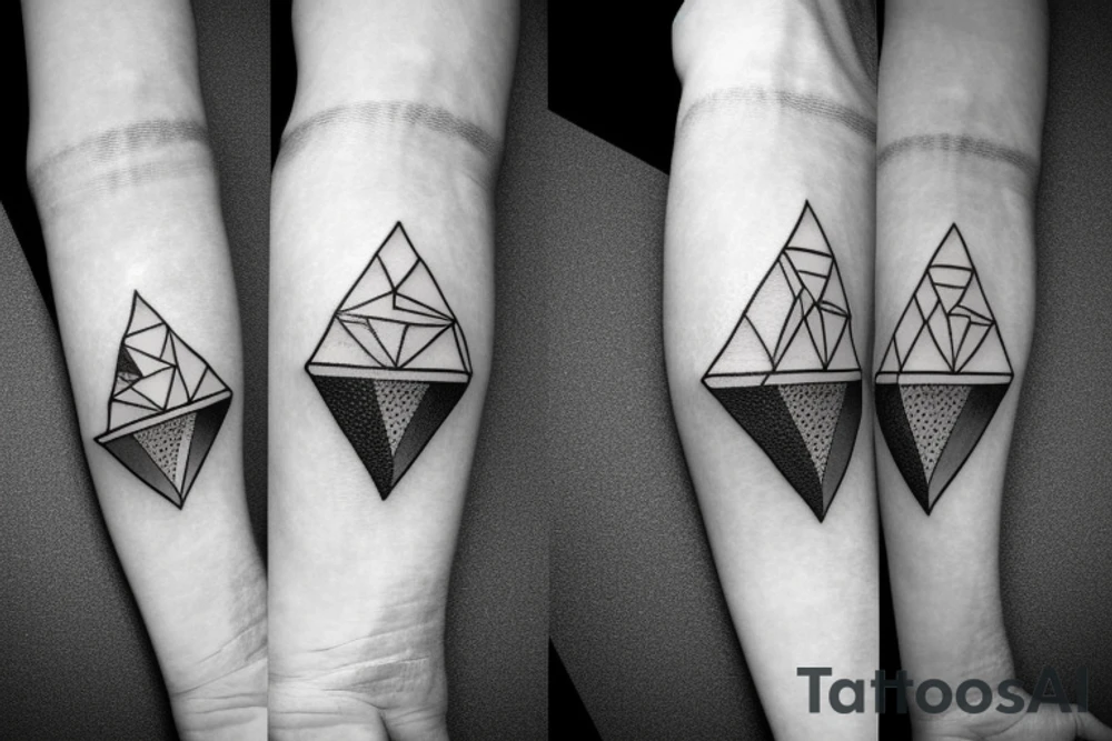 Bear symbol inside of a triangle. Smaller symmetrical triangle pattern around, wraps around arm tattoo idea