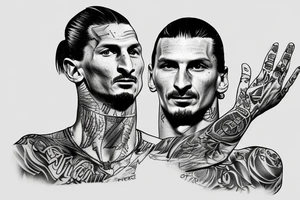 ibrahimovic from the back with the AC Milan shirt and open arms tattoo idea