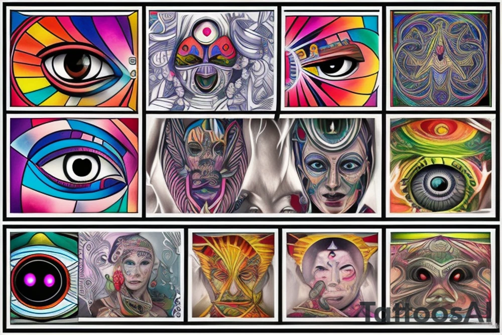 Third eye, full color spectrum with a witch doctor tattoo idea