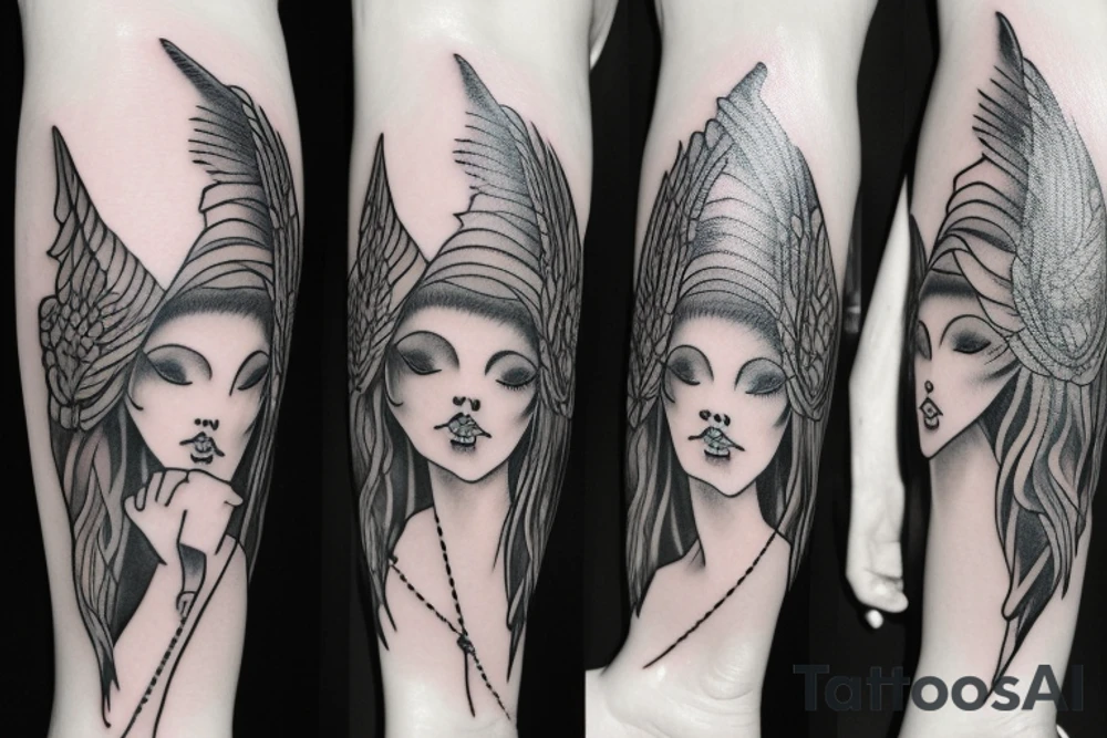 A little Fallen Angel tattoo over the knee tattoo idea