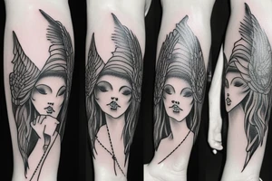 A little Fallen Angel tattoo over the knee tattoo idea