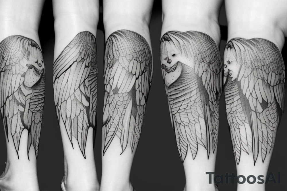 A little Fallen Angel tattoo over the knee tattoo idea