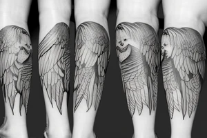 A little Fallen Angel tattoo over the knee tattoo idea