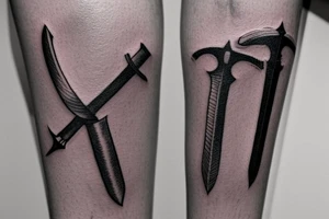 Greek sword on knee tattoo idea