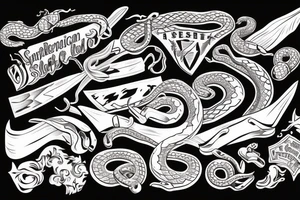 American Traditional knife and snake tattoo idea