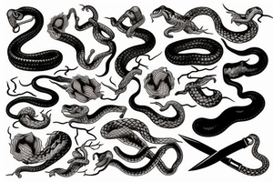 American Traditional knife and snake tattoo idea