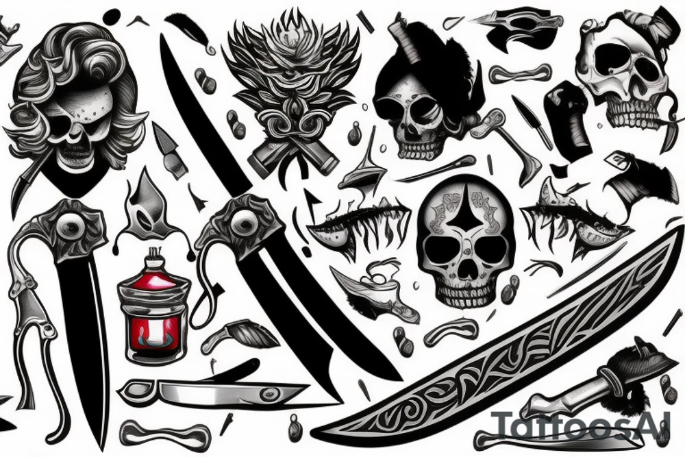 A knife stabbing through the skin tattoo idea