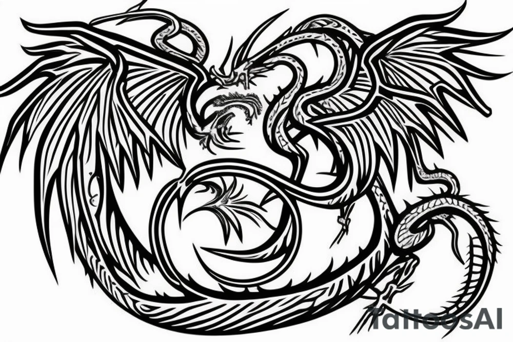 Rod of Asclepius with rotten dragon wings tattoo idea