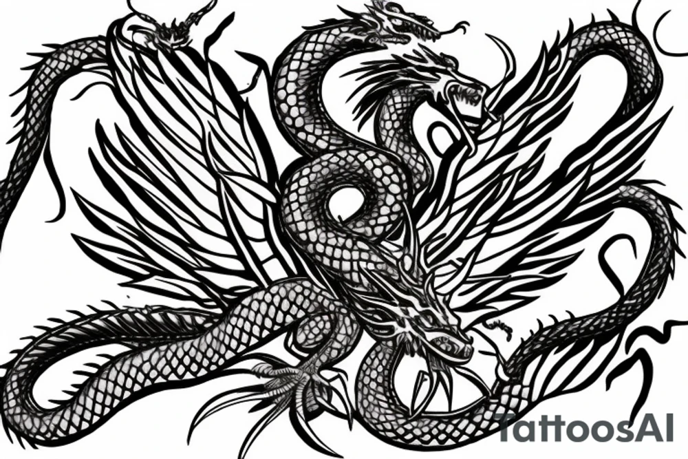 Asclepius with rotten dragon wings tattoo idea