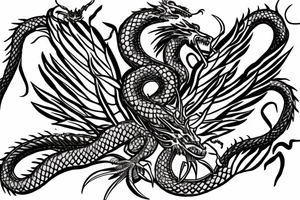 Asclepius with rotten dragon wings tattoo idea