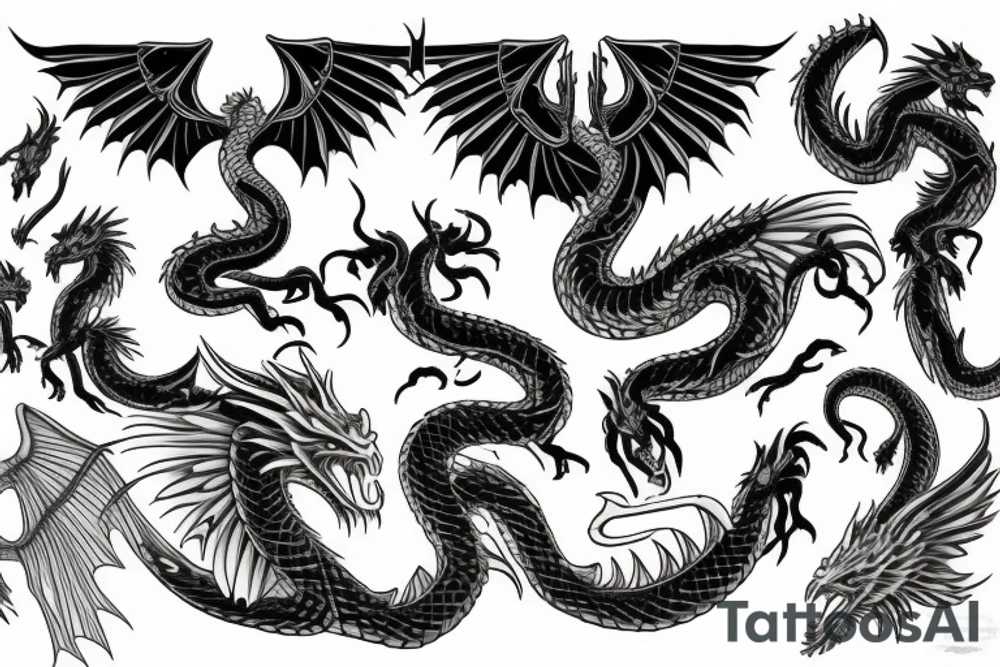 Asclepius with rotten dragon wings tattoo idea