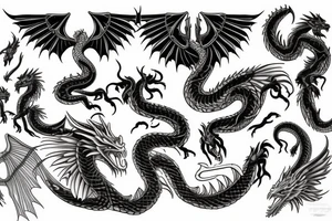 Asclepius with rotten dragon wings tattoo idea