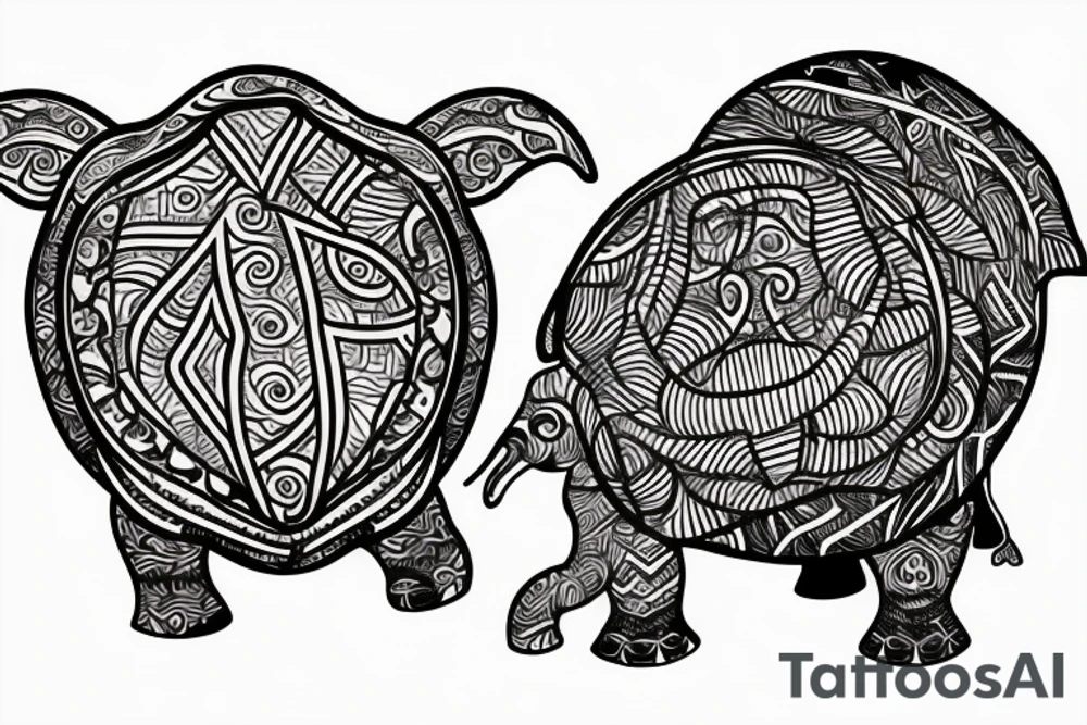 Tortoise with elephant tattoo idea