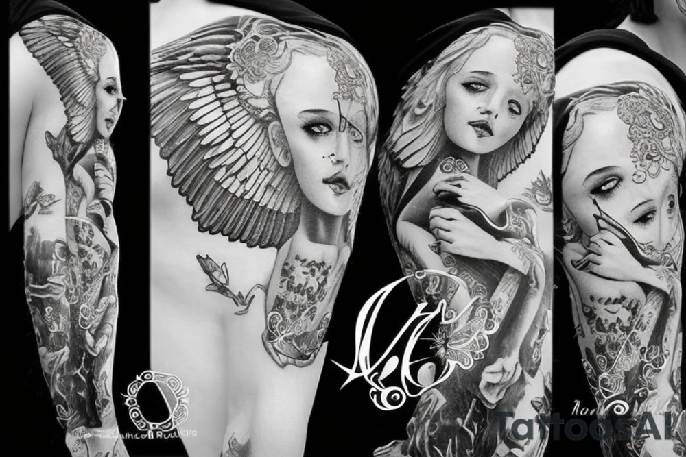 angel with ak tattoo idea