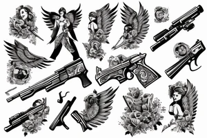angel with gun tattoo idea