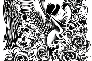 angel with gun tattoo idea