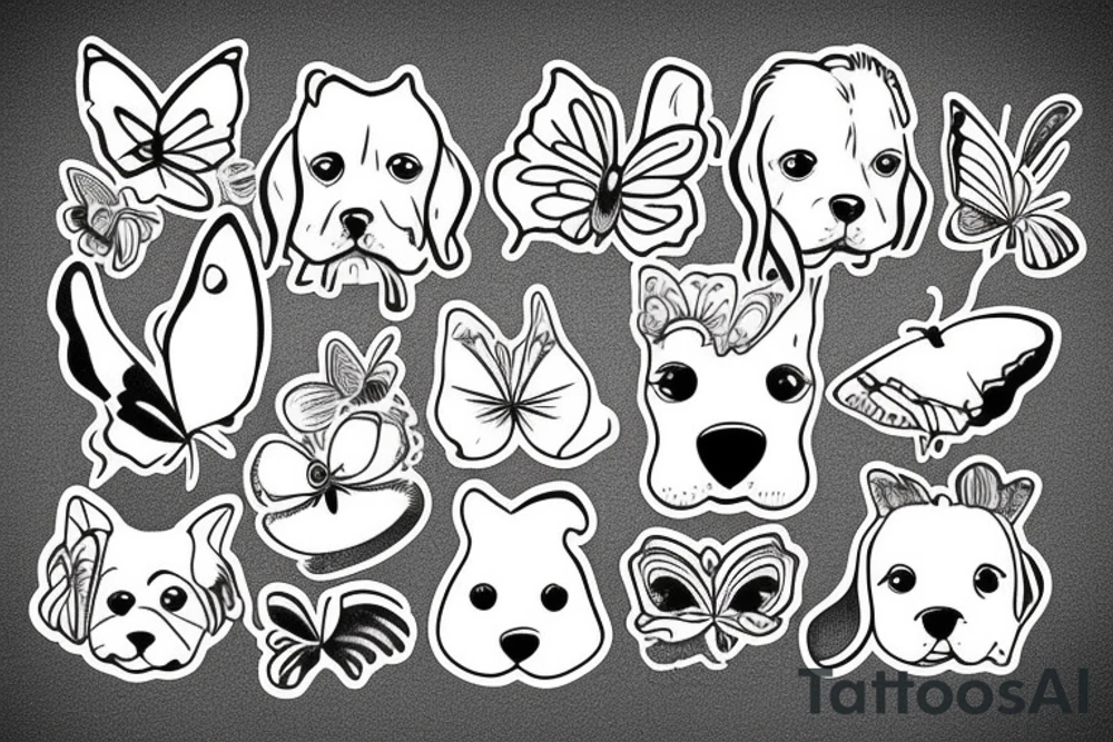 dog with butterfly on the nose tattoo idea