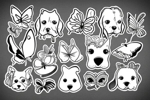 dog with butterfly on the nose tattoo idea