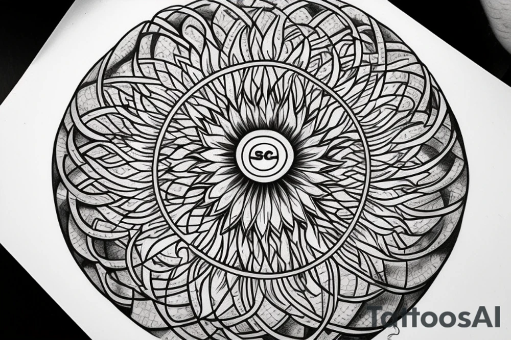 infinity symbol
dum spiro spero
sunflower in one circle
sacred geometry in the other circle tattoo idea