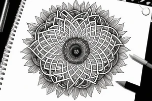 infinity symbol 
dum spiro spero
sunflower in one circle
sacred geometry in the other circle tattoo idea