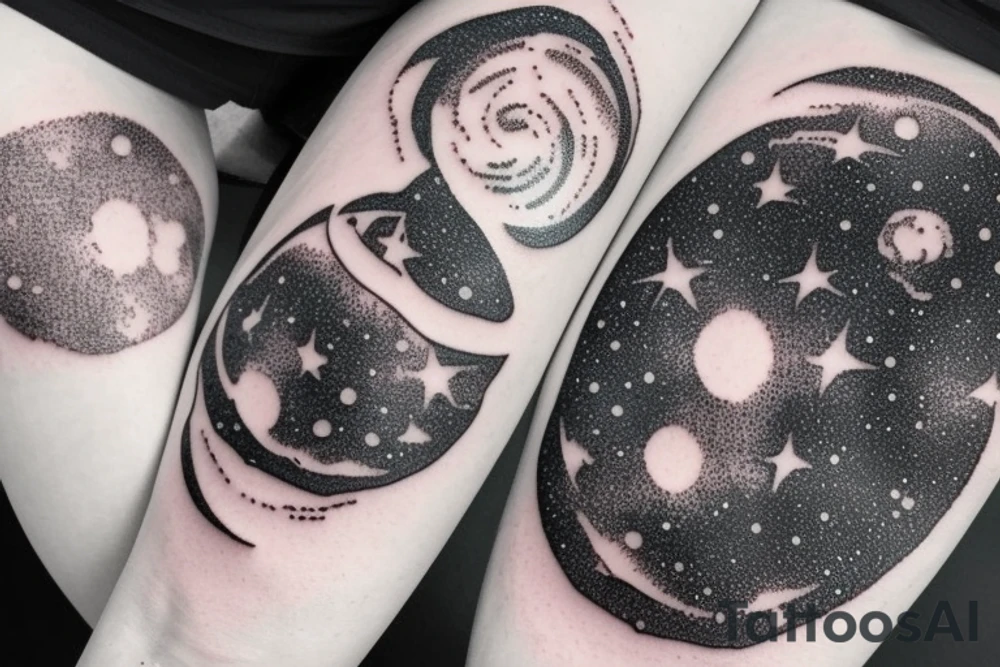 A vinyl disk that fades into a galaxy tattoo idea