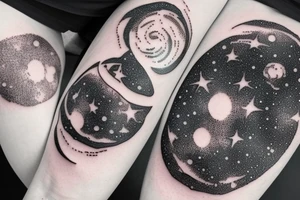 A vinyl disk that fades into a galaxy tattoo idea