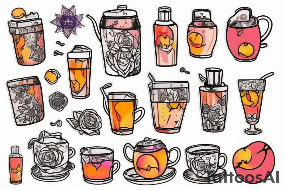 peach ice tea tetra pack tattoo idea