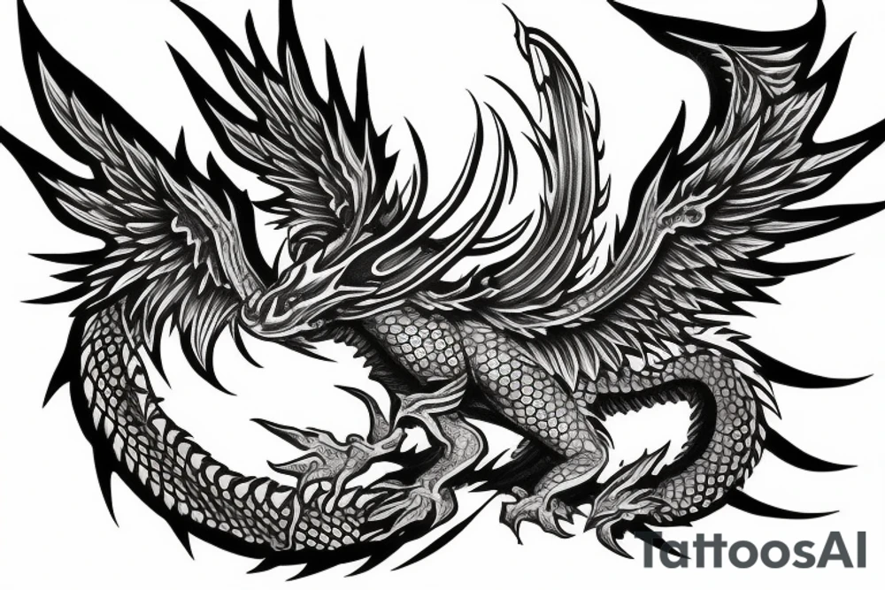 dragon with wings like kaido tattoo idea