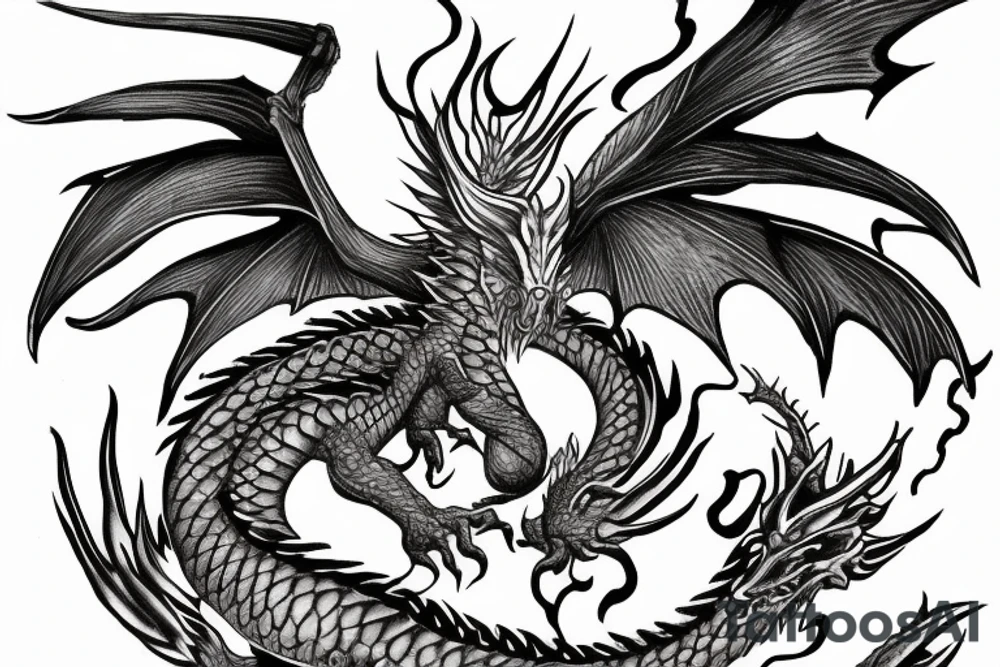 dragon with wings like kaido tattoo idea