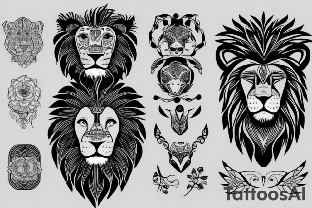 lion face with human body tattoo idea