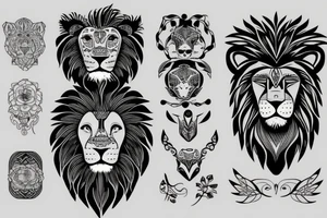lion face with human body tattoo idea