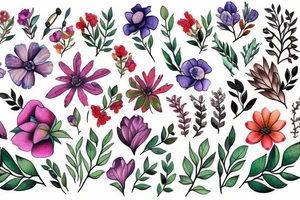 a branch of wildflowers tattoo idea