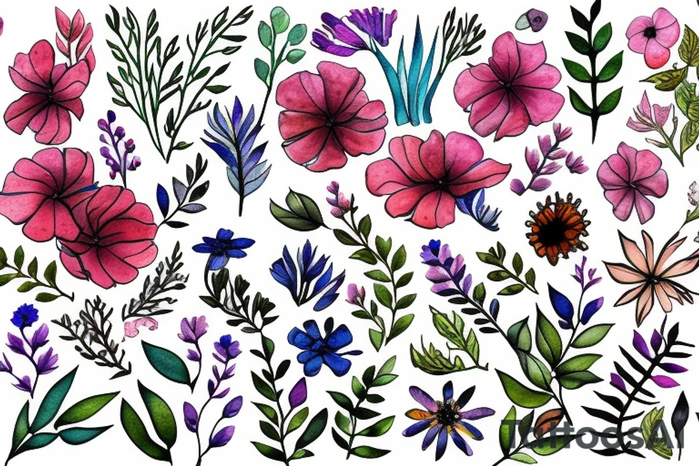 a branch of wildflowers tattoo idea