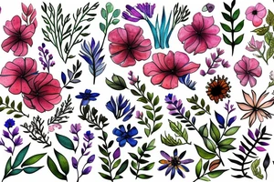 a branch of wildflowers tattoo idea