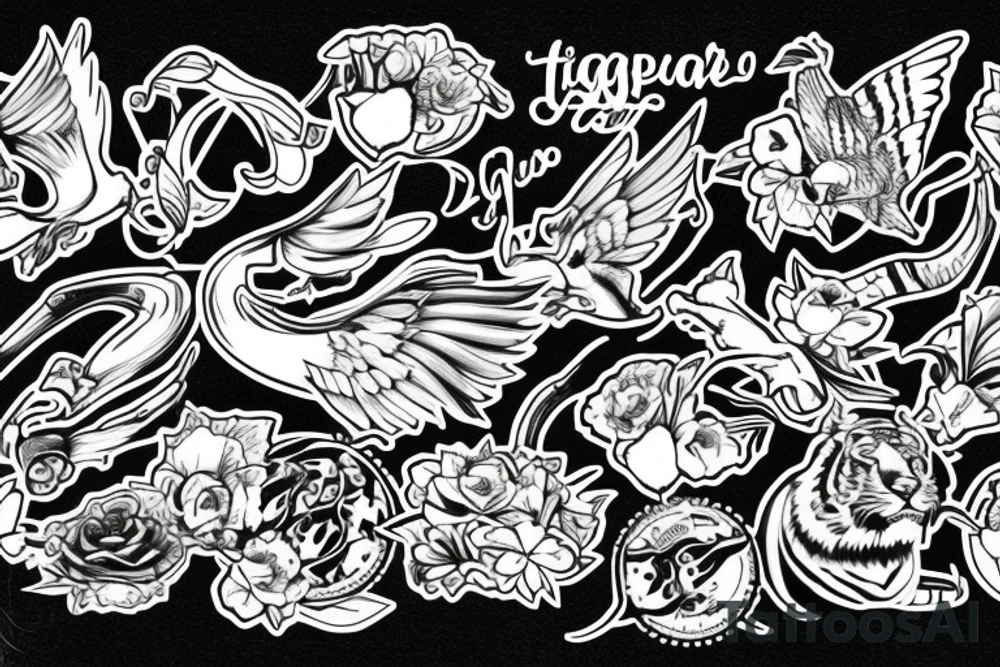 TIGER with swallow tattoo idea