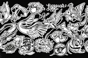 TIGER with swallow tattoo idea