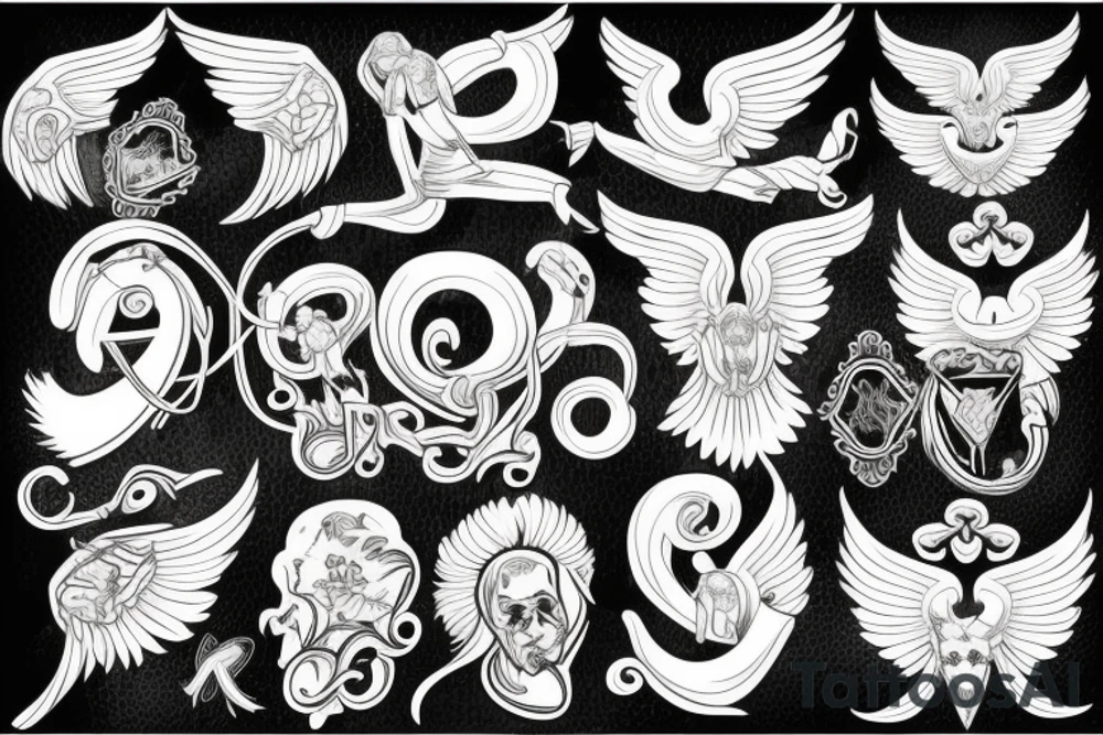Ram with angel wings tattoo idea