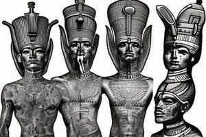 Micro realism. Pharoah statue tattoo idea