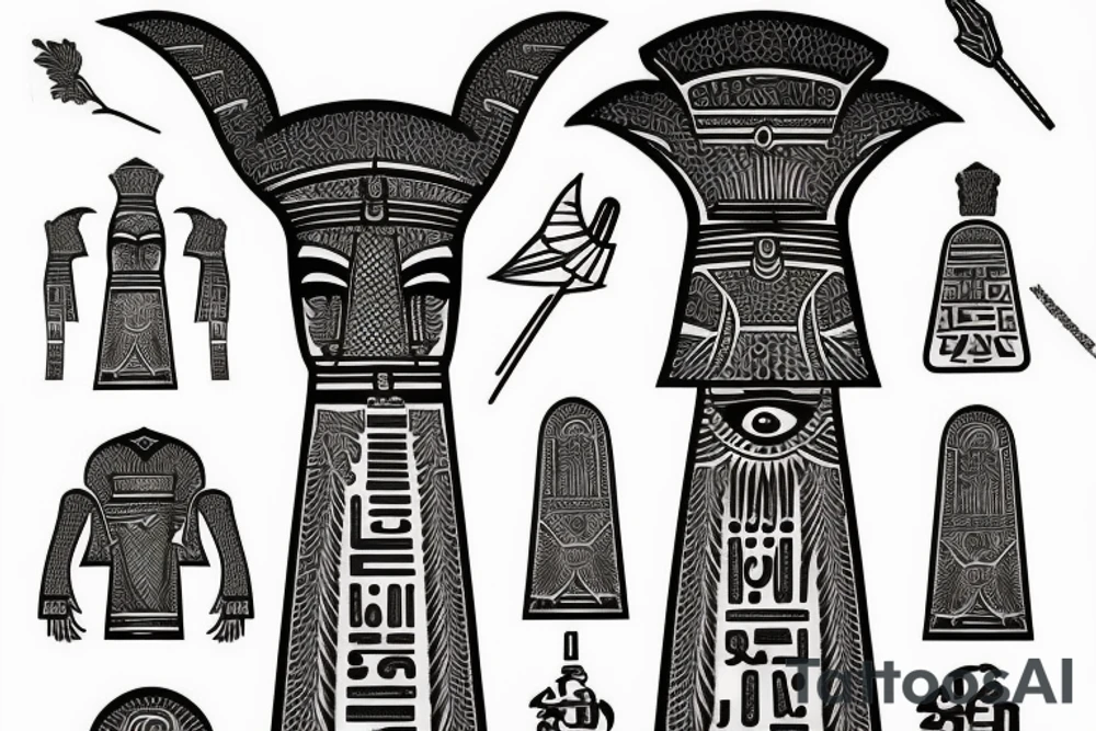 Micro realism. Pharoah statue tattoo idea
