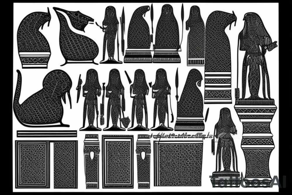 Micro realism. Pharoah statue tattoo idea