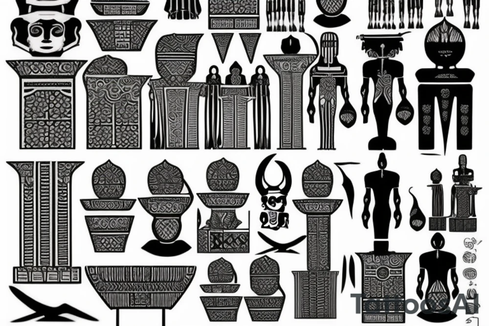 Micro realism. Pharoah statue tattoo idea