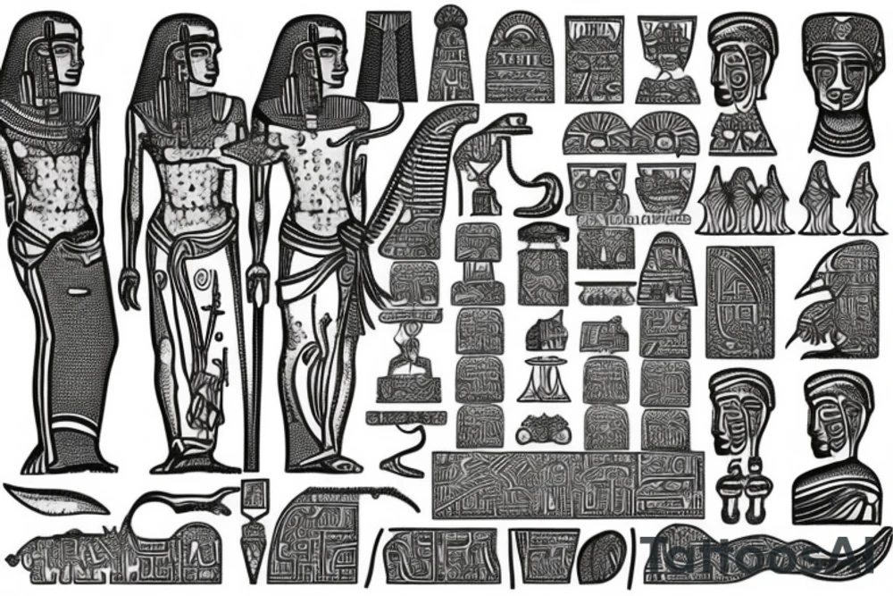 Micro realism. Pharoah statue tattoo idea