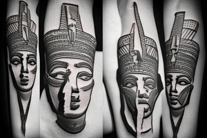 Micro realism. Pharoah statue tattoo idea