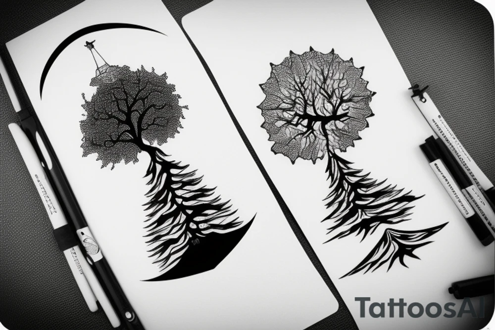 tent mountain camera tree tattoo idea