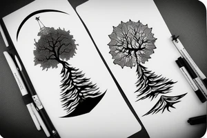 tent mountain camera tree tattoo idea